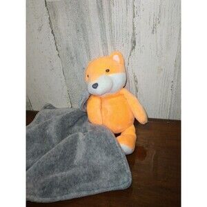 CARTER'S Fox Security Blanket Lovey Orange Gray Rattle Baby Toy Plush 10"